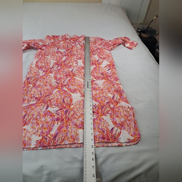 Vilagallo Women's Short Dress with Pineapple Print 100% Cotton Size 42(L) - Picture 14 of 16